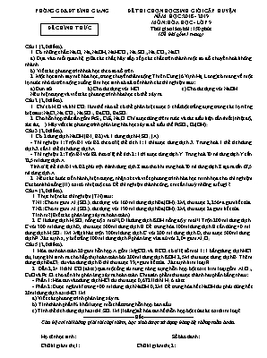 Đề thi chọn học sinh giỏi cấp huyện môn Hóa học Lớp 9 - Năm học 2018-2019 - Phòng giáo dục và đào tạo Bình Giang